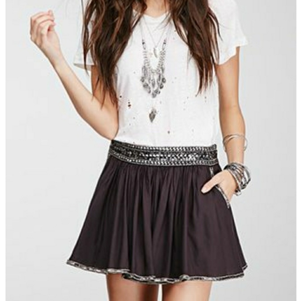 Forever 21 Embellished Festival Pocket Mini Skirt